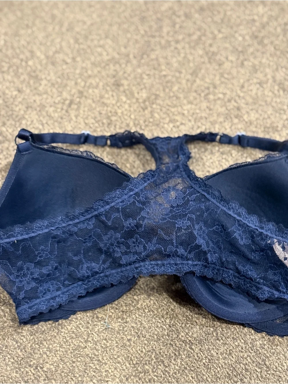 Victorias Secret Demi Bra Navy Lace Racerback size 36 D